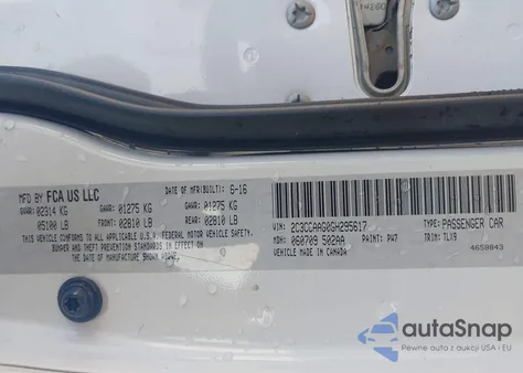 2016 Chrysler 300 Anniversary Edition z USA, uszkodzony, nr VIN 2C3CCAAG0GH295617